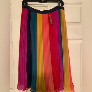 J. Crew Sunburst Pleated Rainbow Colorblock Midi Skirt